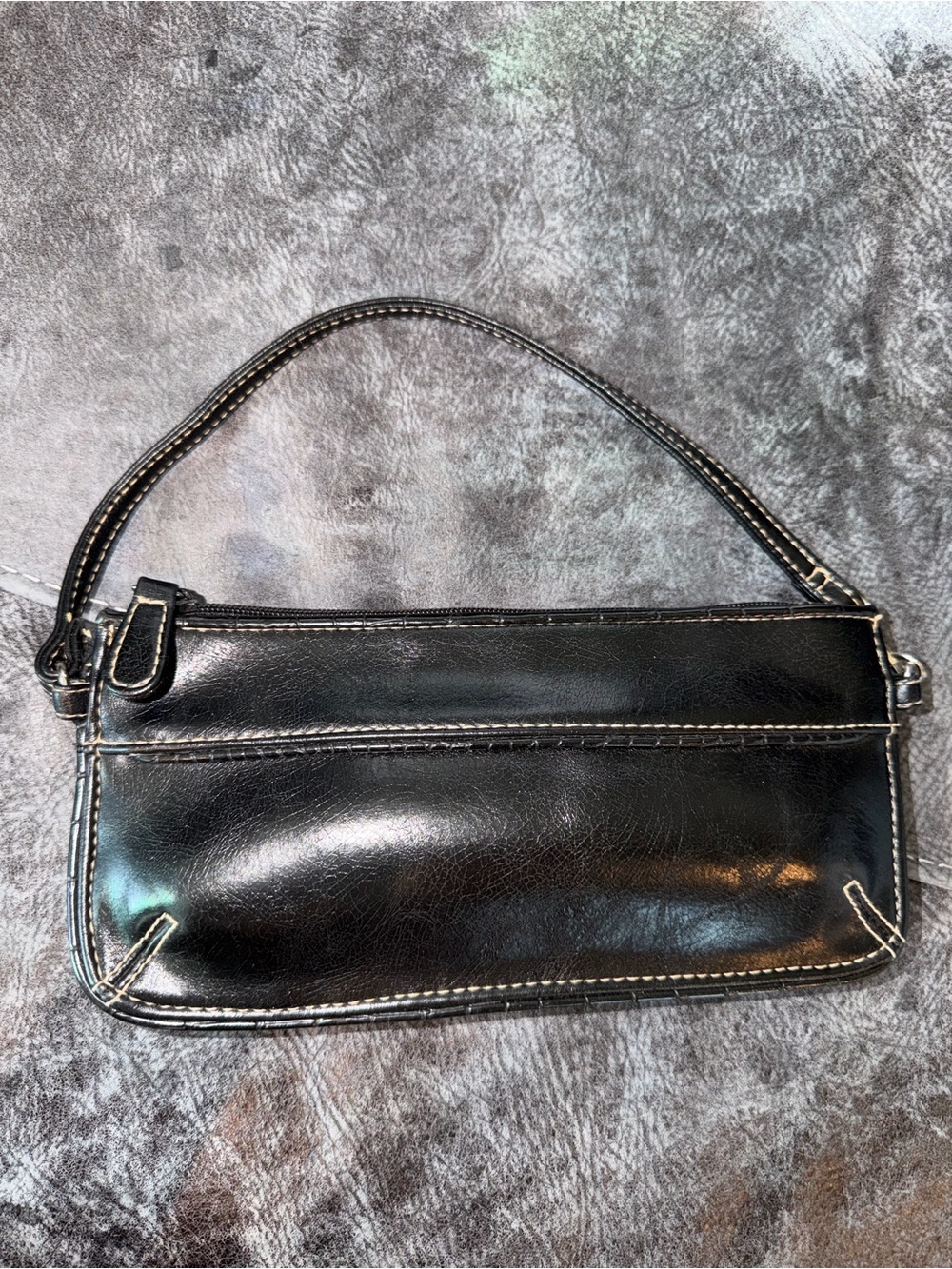 Sleek Black Leather Wristlet Clutch